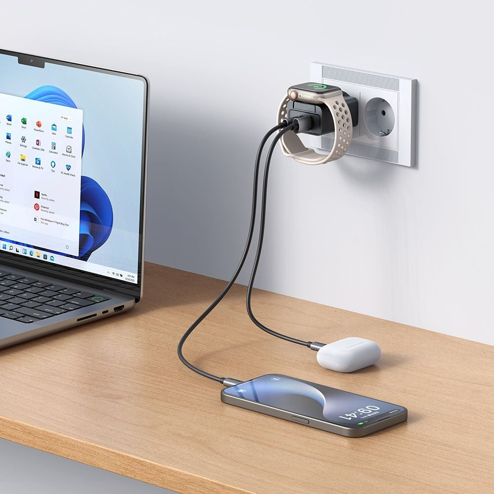 McDodo CH-3700 Companion -verkkolaturi, 30W, 3A, 1 x USB-A - 1 x USB-C, Musta