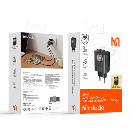 McDodo CH-3700 Companion -verkkolaturi, 30W, 3A, 1 x USB-A - 1 x USB-C, Musta