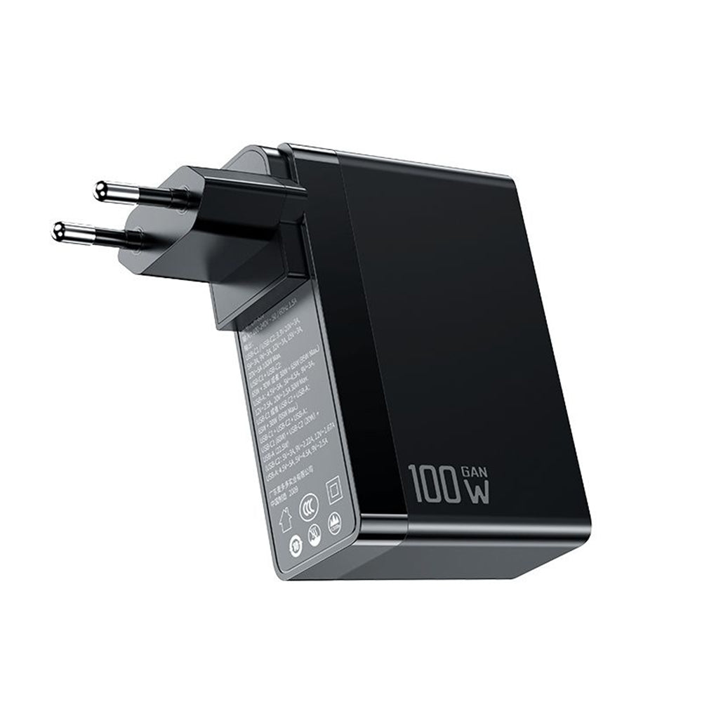 McDodo CH-8101 Pro Nuc AR Power Travel -verkkolaturi, 100W, 5A, 1 x USB-A - 2 x USB-C, Musta