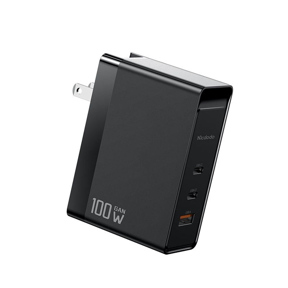 McDodo CH-8101 Pro Nuc AR Power Travel -verkkolaturi, 100W, 5A, 1 x USB-A - 2 x USB-C, Musta