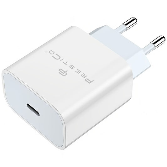Verkkolaturi Prestico F8A Box, 20W, 3A, 1 x USB-C, valkoinen