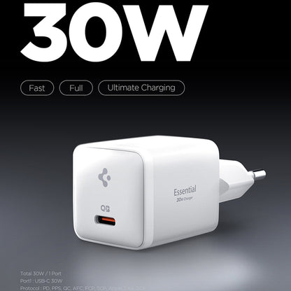 Spigen EE301EU Essential Network Charger, 30W, 3A, 1 x USB-C, White ACH09492