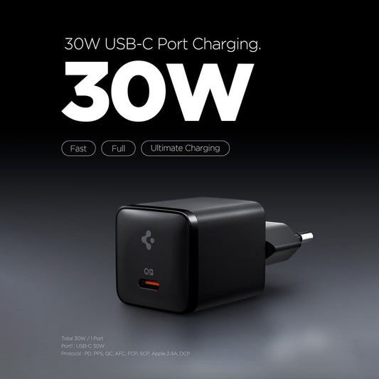 Verkkolaturi Spigen EE301EU Essential, 30W, 3A, 1 x USB-C, Musta ACH09493