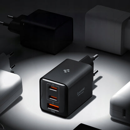 Spigen EE473EU Essential -verkkolaturi, 47W, 3A, 1 x USB-A - 2 x USB-C, Musta ACH09465