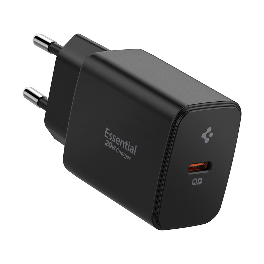 Spigen Essential -verkkolaturi, 20W, 3A, 1 x USB-C, Musta