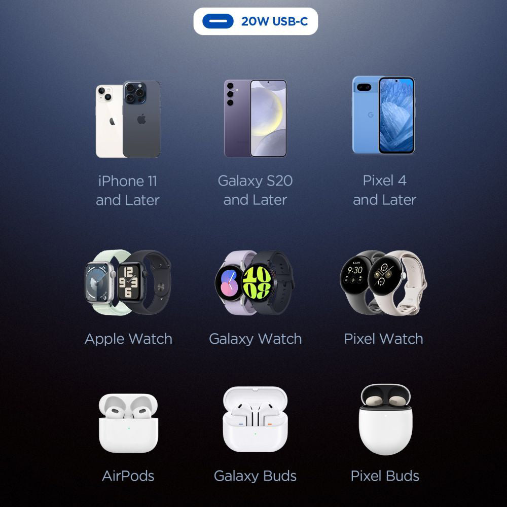 Spigen Essential -verkkolaturi, 20W, 3A, 1 x USB-C, Musta