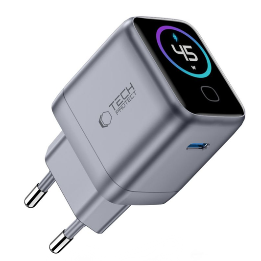Tech-Protect NC45W Display verkkolaturi, 45W, 3A, 1 x USB-C, harmaa