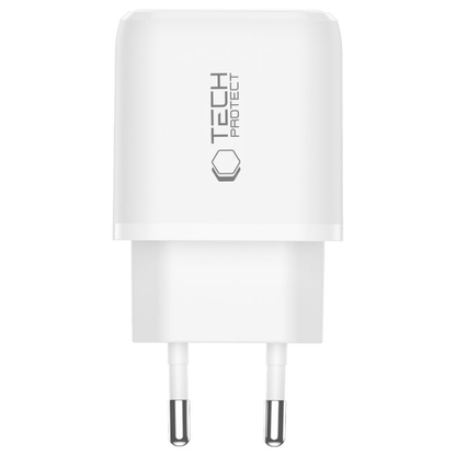 Tech-Protect NCA45W -verkkolaturi, 45W, 3A, 1 x USB-A - 1 x USB-C, Valkoinen
