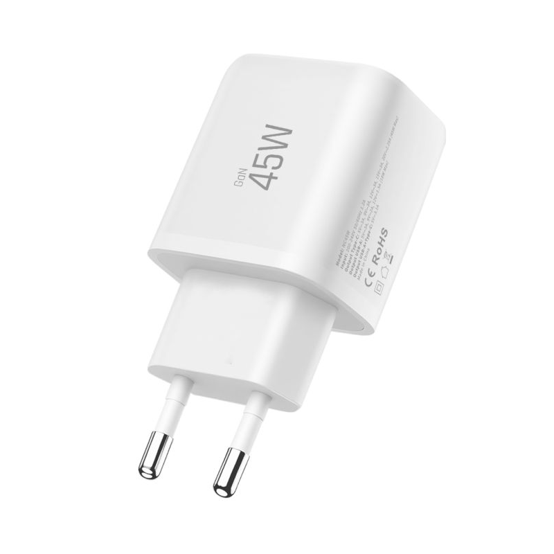 Tech-Protect NCA45W -verkkolaturi, 45W, 3A, 1 x USB-A - 1 x USB-C, Valkoinen