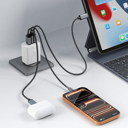 Verkkolaturi Tech-Protect NCA65W, 65W, 3A, 1 x USB-A - 2 x USB-C, Valkoinen