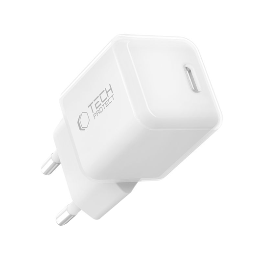 Tech-Protect NCM25 verkkolaturi, 25W, 3A, 1 x USB-C, valkoinen
