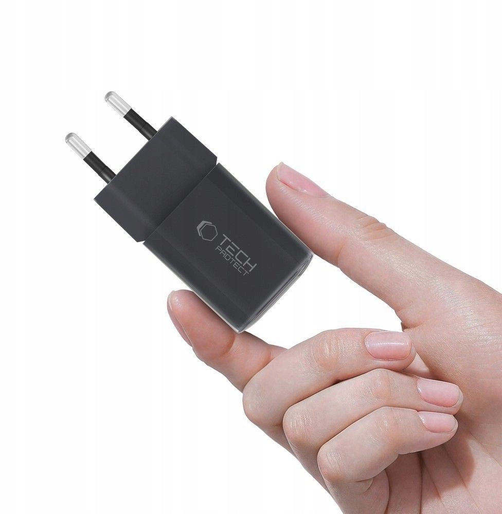 Tech-Protect NCM33W Network Charger, 33W, 3A, 1 x USB-A - 1 x USB-C, Black