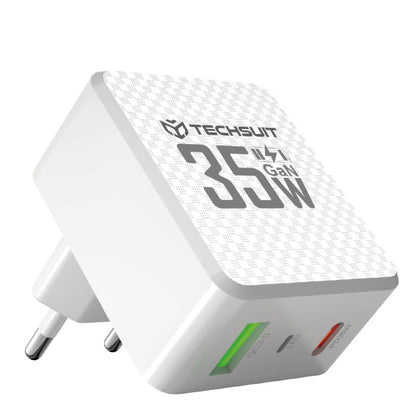 Techsuit CHPD173 Tiny -verkkolaturi, 35W, 3A, 1 x USB-A - 1 x USB-C, Valkoinen