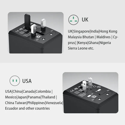 Techsuit HHT203A Travel -verkkolaturi, 20W, 3A, 2 x USB-A - 2 x USB-C, Valkoinen