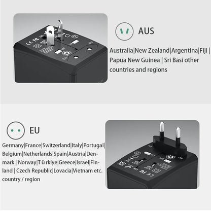 Techsuit HHT203A Travel -verkkolaturi, 20W, 3A, 2 x USB-A - 2 x USB-C, Valkoinen