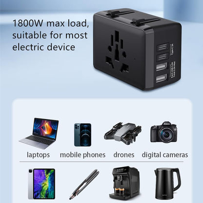 Verkkolaturi Techsuit HHt204A Travel, 15W, 3A, 2 x USB-A - 2 x USB-C, Valkoinen