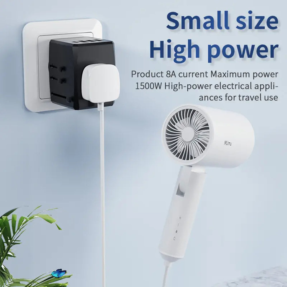 Techsuit HHT904-B1 Travel -verkkolaturi, 15W, 3A, 3 x USB-A - 1 x USB-C, Musta