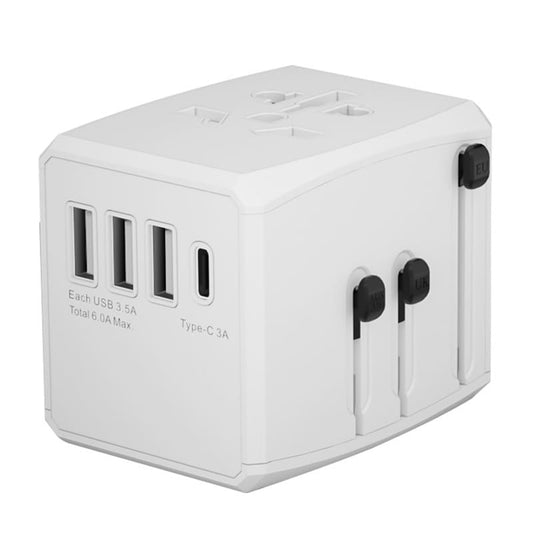 Techsuit HHT904-B3 Travel -verkkolaturi, 30W, 3A, 3 x USB-A - 1 x USB-C, Valkoinen