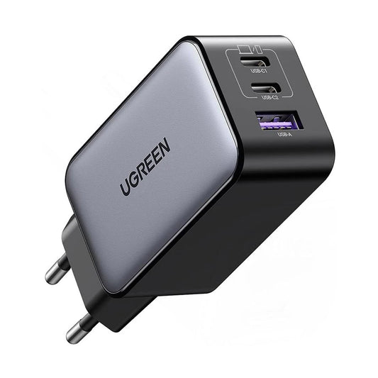 UGREEN CD244 (10335) verkkolaturi, 65W, 3A, 1 x USB-A - 2 x USB-C, Harmaa
