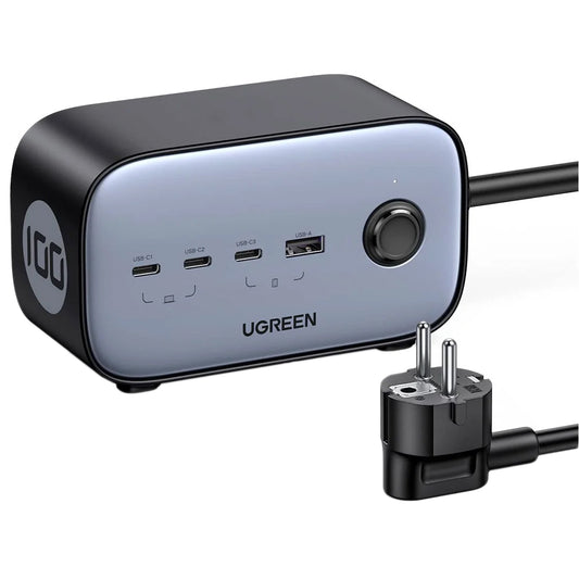 Jatkojohto UGREEN CD270, 2 x Schuko, Harmaa