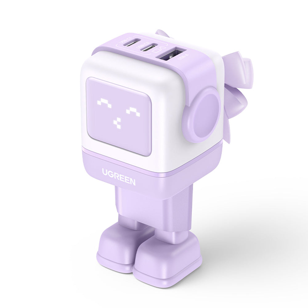 UGREEN CD361 Uno -verkkolaturi, 65W, 3.25A, 1 x USB-A - 2 x USB-C, Violetti