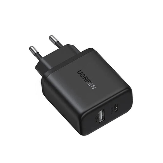 UGREEN X227 Verkkolaturi, 20W, 3A, 1 x USB-A - 1 x USB-C, Musta