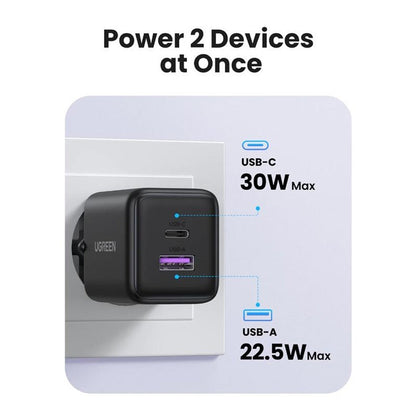 UGREEN X516 Verkkolaturi, 30W, 3A, 1 x USB-A - 1 x USB-C, Sininen