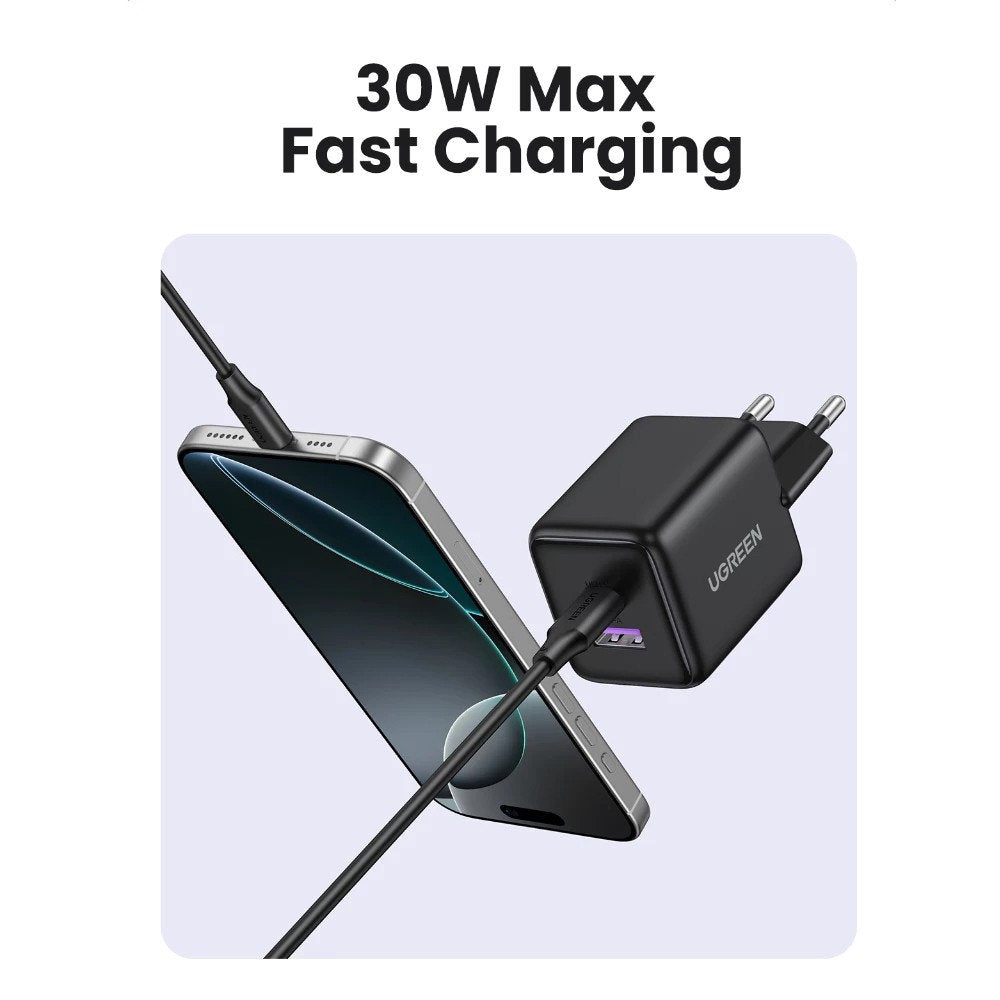 UGREEN X516 Verkkolaturi, 30W, 3A, 1 x USB-A - 1 x USB-C, Sininen
