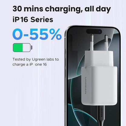 UGREEN X516 Verkkolaturi, 30W, 3A, 1 x USB-A - 1 x USB-C, Sininen