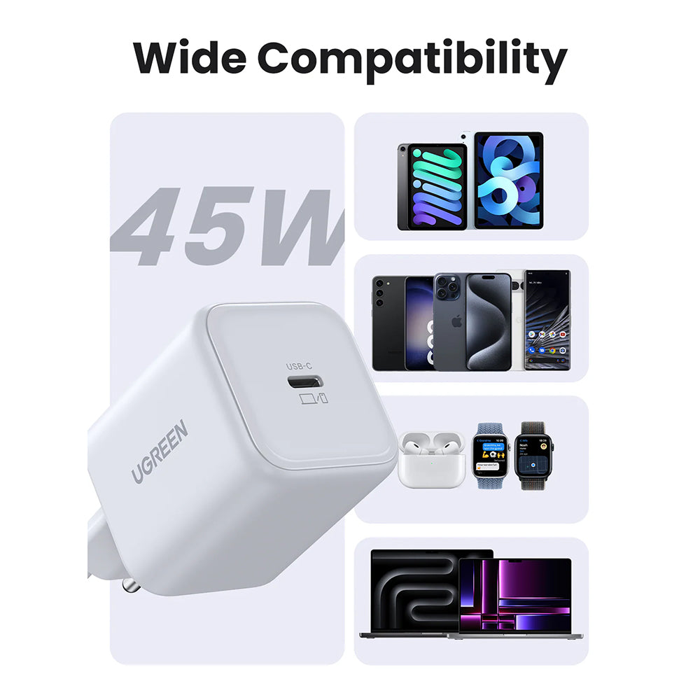 Verkkolaturi UGREEN X524 (65052), 45W, 3A, 1 x USB-C, Musta