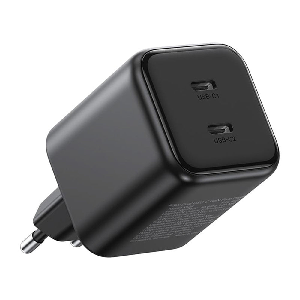 UGREEN X526 verkkolaturi (65058), 45W, 3A, 2 x USB-C, musta