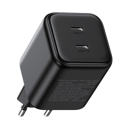 UGREEN X526 verkkolaturi (65058), 45W, 3A, 2 x USB-C, musta