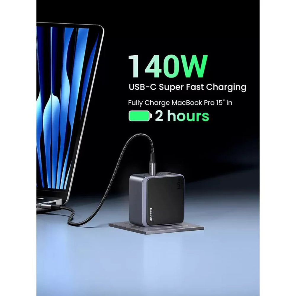 UGREEN X570 Nexode S -verkkolaturi, 140W, 5A, 1 x USB-A - 3 x USB-C, Harmaa