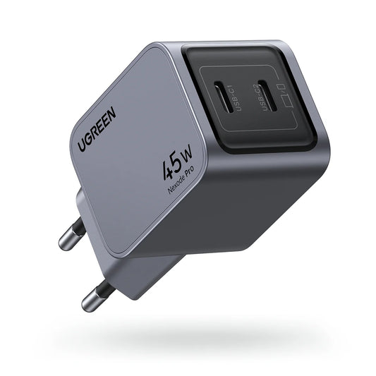 Verkkolaturi UGREEN X707 Nexode Pro, 45W, 3A, 2 x USB-C, harmaa