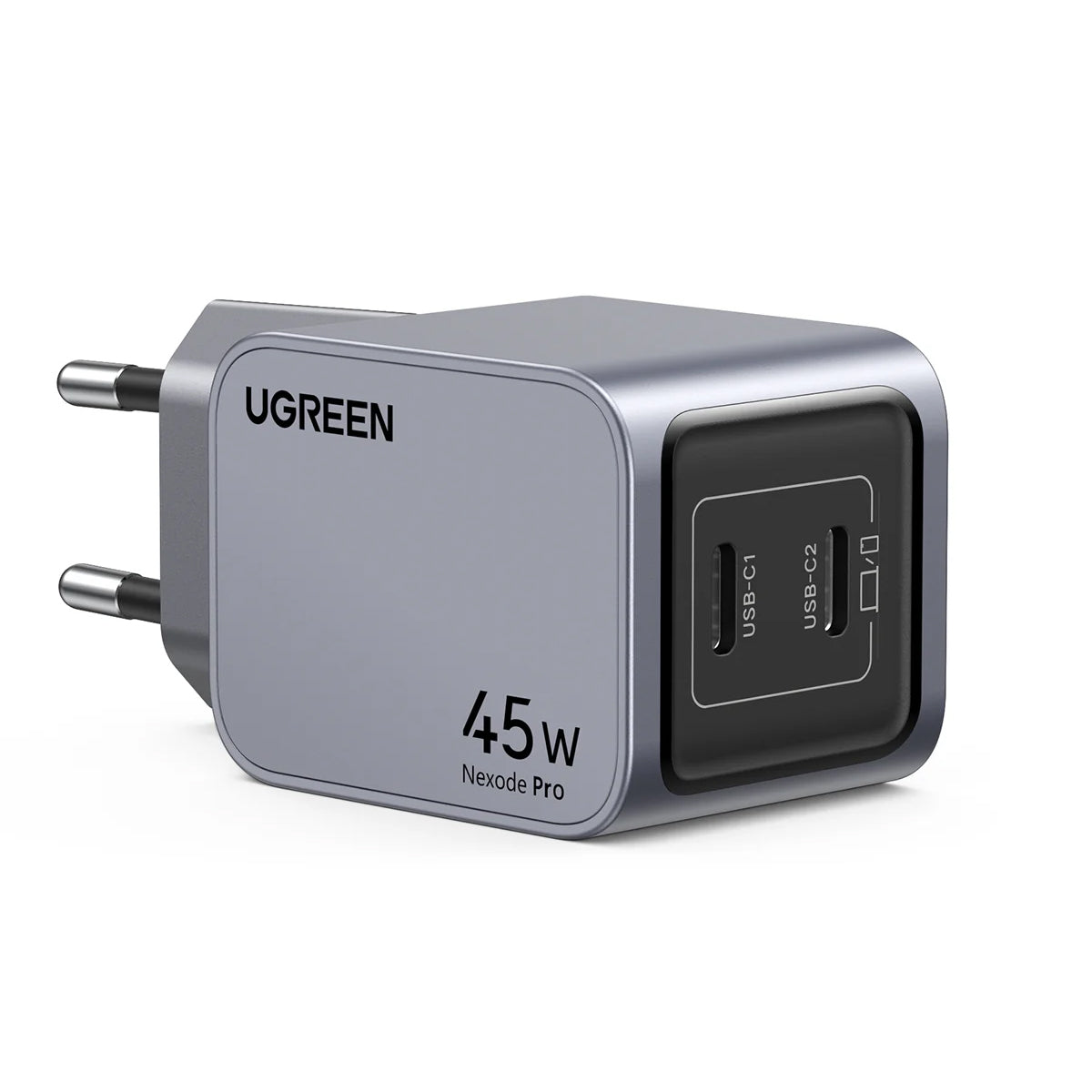 Verkkolaturi UGREEN X707 Nexode Pro, 45W, 3A, 2 x USB-C, harmaa 