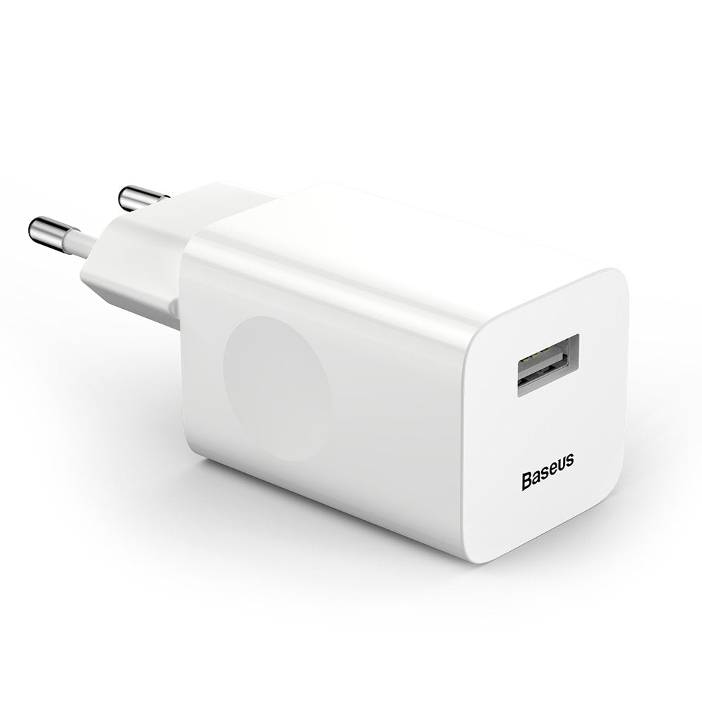 Baseus-verkkolaturi, 24W, 3A, 1 x USB-A, Valkoinen CCALL-BX02