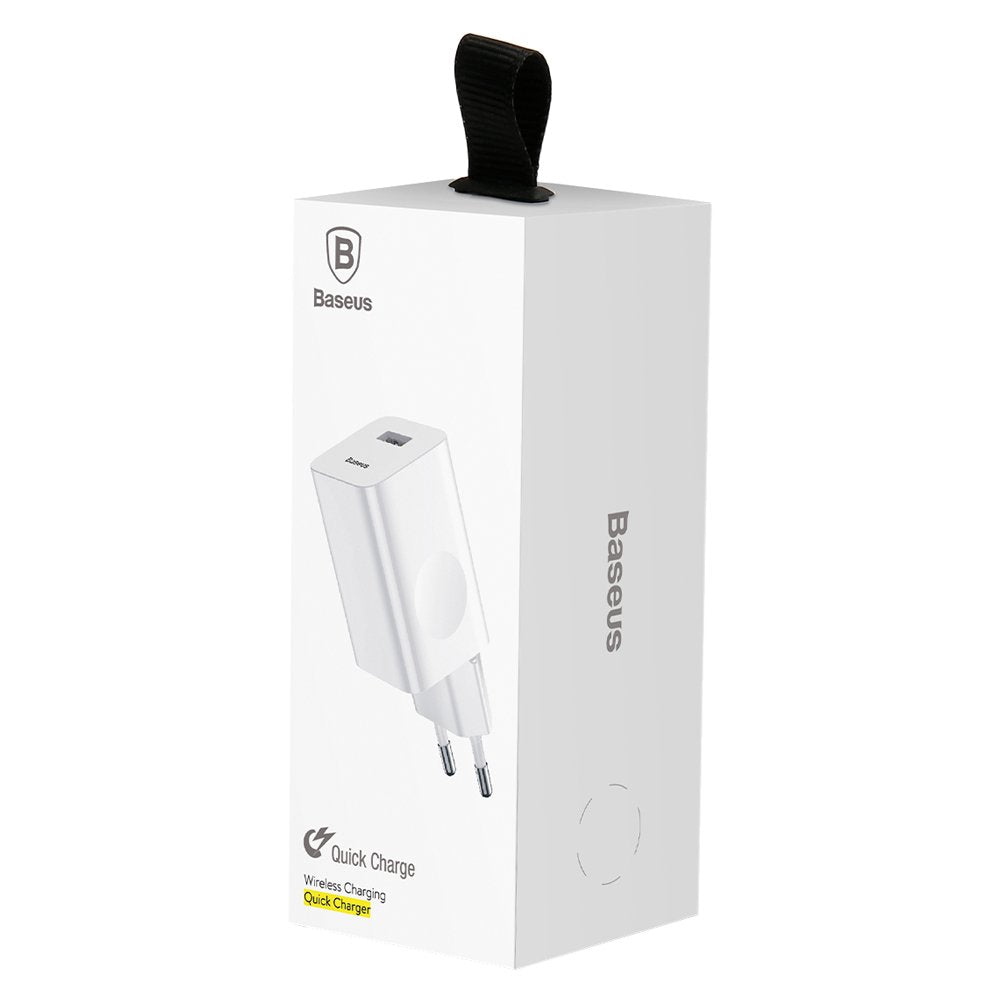 Baseus-verkkolaturi, 24W, 3A, 1 x USB-A, Valkoinen CCALL-BX02