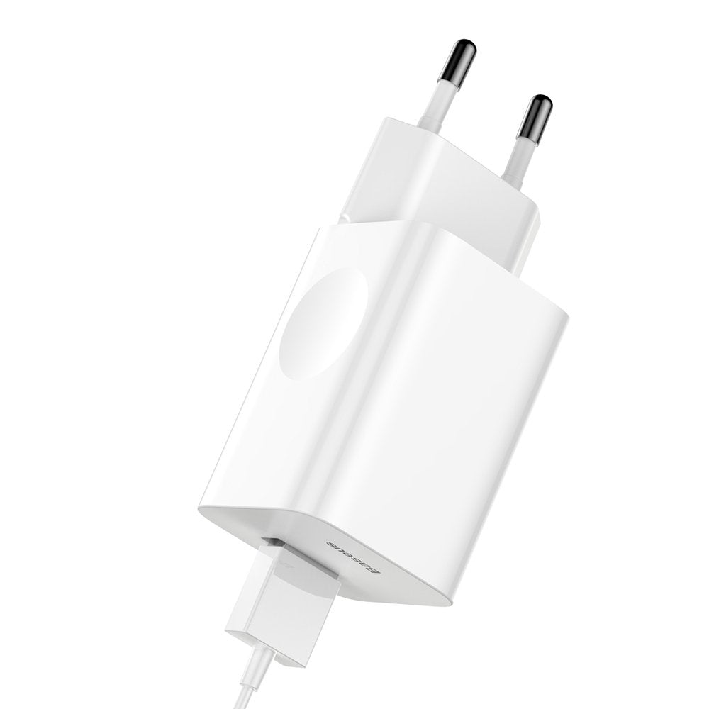 Baseus-verkkolaturi, 24W, 3A, 1 x USB-A, Valkoinen CCALL-BX02