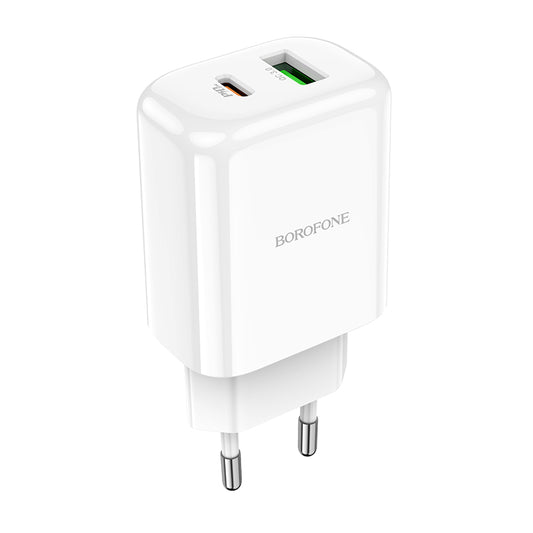 Borofone BBN4 Potential -verkkolaturi, 20W, 3A, 1 x USB-A - 1 x USB-C, Valkoinen