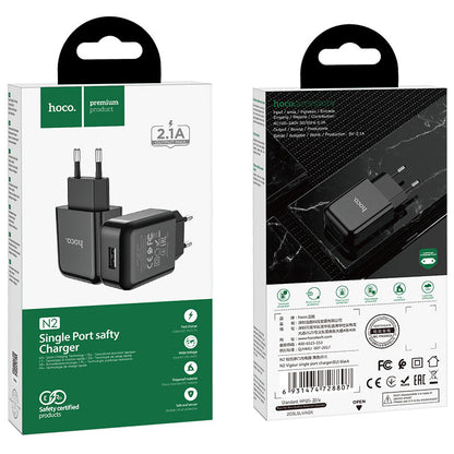 Verkkolaturi HOCO N2, 10W, 2A, 1 x USB-A, Musta