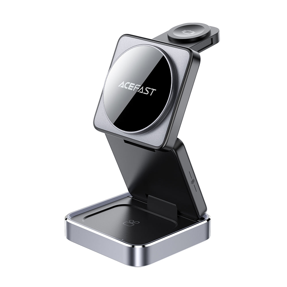 Langaton Acefast E21 3in1 -verkkolaturi, 23W, 1.67A, Harmaa