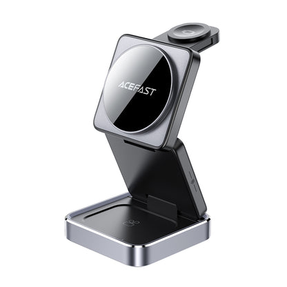 Langaton Acefast E21 3in1 -verkkolaturi, 23W, 1.67A, Harmaa