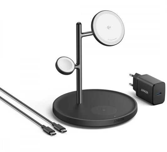 Anker MagGo 3in1 langaton verkkolaturi, 25W, 1.67A, Musta B25M3311