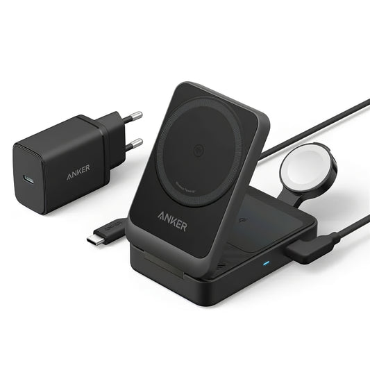 Anker MagGo 3in1 langaton verkkolaturi, 15W, 1.67A, Musta, Uudelleenpakattu B2557311