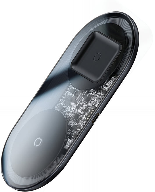 Baseus Simple 2in1 langaton verkkolaturi, 15W, 1.67A, Läpinäkyvä WXJK-A01