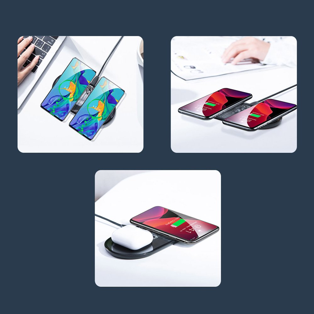 Baseus Simple 2in1 langaton verkkolaturi, 15W, 1.67A, Läpinäkyvä WXJK-A01