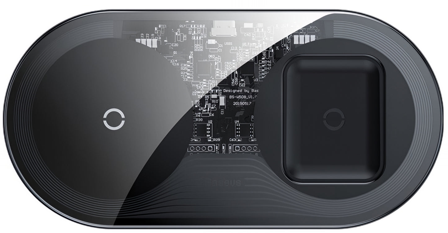 Baseus Simple 2in1 langaton verkkolaturi, 15W, 1.67A, Läpinäkyvä WXJK-A01