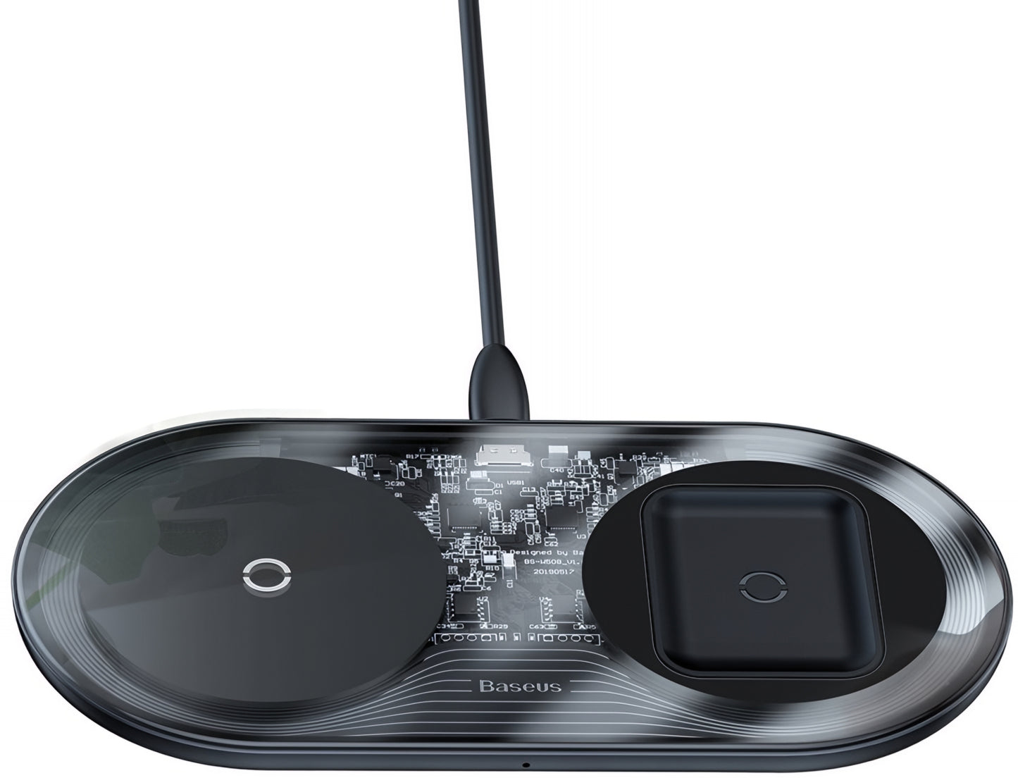 Baseus Simple 2in1 langaton verkkolaturi, 15W, 1.67A, Läpinäkyvä WXJK-A01