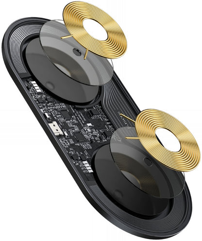 Baseus Simple 2in1 langaton verkkolaturi, 15W, 1.67A, Läpinäkyvä WXJK-A01