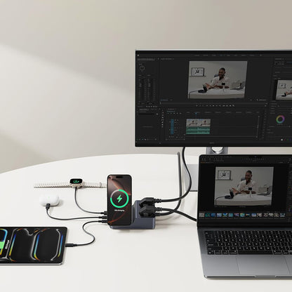 Baseus Nomos ND11 QI 6in1 -latausasema, 67W, 3.35A, 1 x USB-A - 2 x USB-C - 2 x Schuko, Musta P80015804213-00